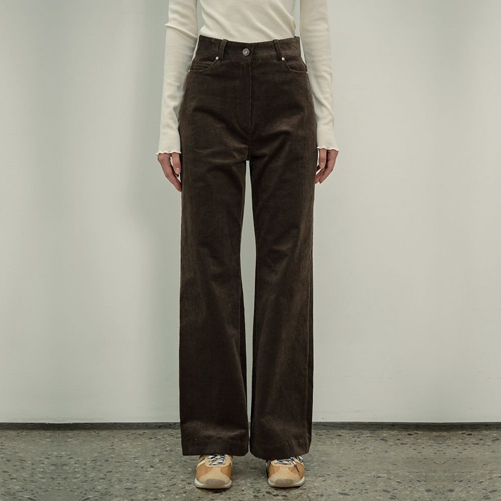 [시야쥬]SI-PT7056 High waist corduroy pants_Charcoal brown : 롯데ON