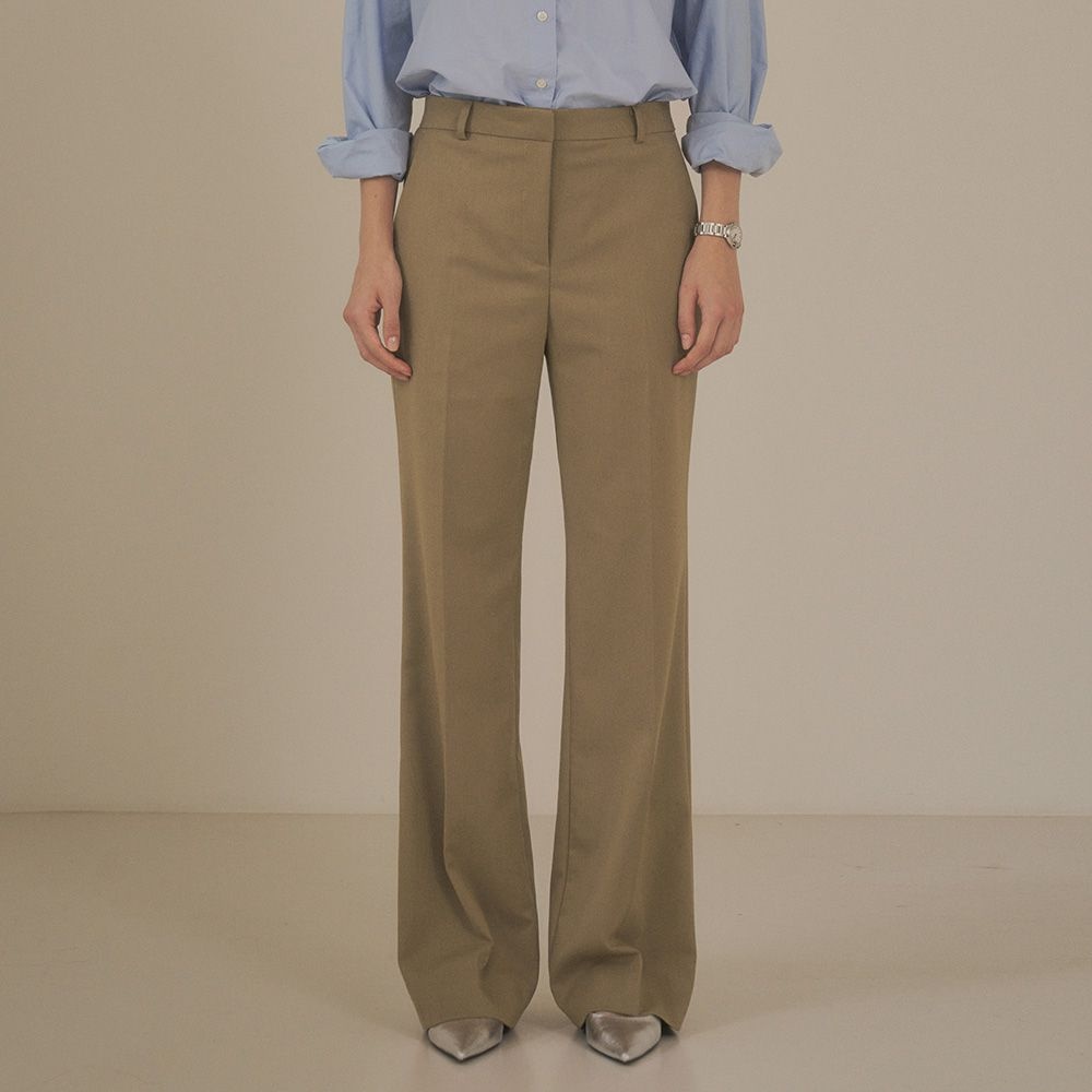 SI-PT7090 페미닌 로우라이즈 부츠컷 슬랙스_Sand beige