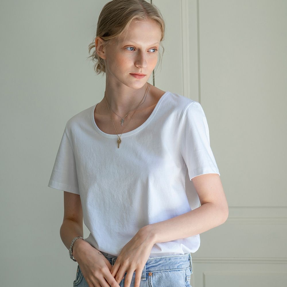 시야쥬 SI-TP5063 U-neck T-shirt_White