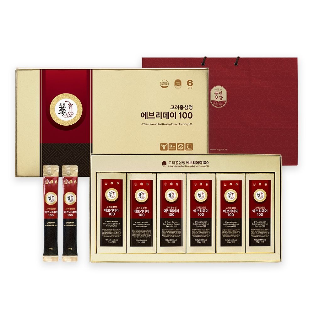 고려제원삼 풍년보감 (현대Hmall) (2+1) 고려홍삼정 6년근 에브리데이 100 홍삼스틱 15g x 60포 선물세트 총 3Box /쇼핑백포함
