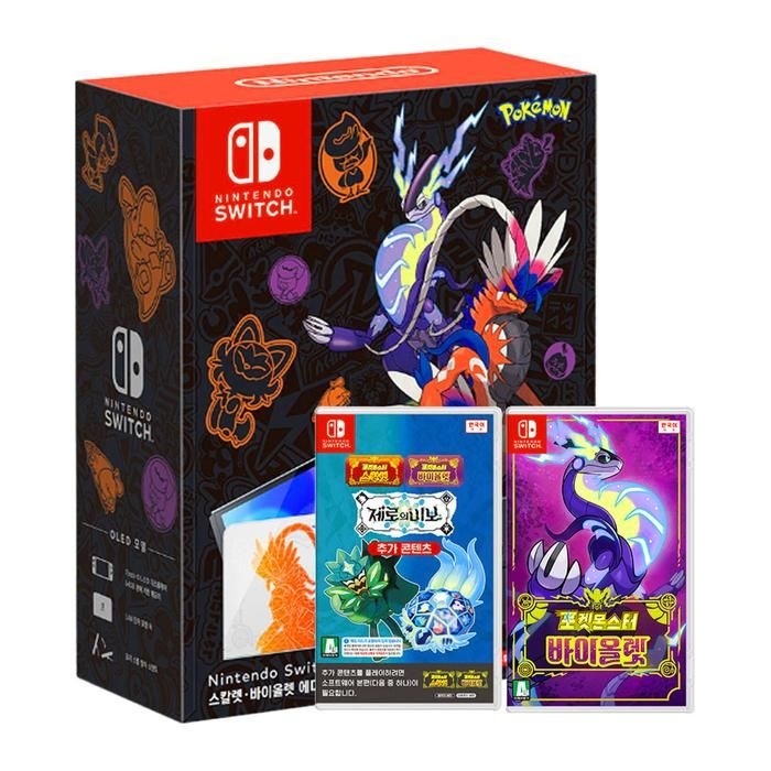 [(주)닌텐도]닌텐도 스위치 OLED 스칼렛 바이올렛 에디션 본체 + 바이올렛 게임칩 + 제로의 비보[확장팩] 국내정품 Ss