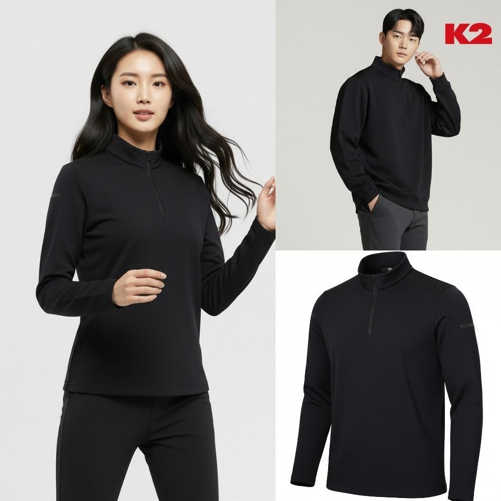 [백화점출고] K2 맨투맨 남자 여성 부스트 겨울 그리드 하프 집업 티셔츠 다크 네이비 반집업 신축성 긴팔