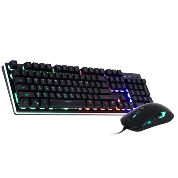 앱코 ABKO 유선 게이밍 키보드 마우스 세트 Hacker KM400 레인보우 LED 블랙