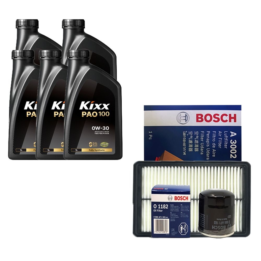 킥스 LF소나타 가솔린 터보 킥스 PAO100 0W30 5L 엔진오일 보쉬 필터 세트
