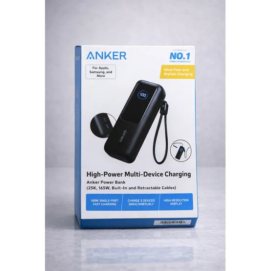 앤커 랩탑 파워뱅크25000mAh 165W 보조배터리 블랙 (C타입 케이블 일체형)