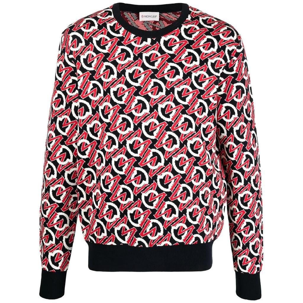 몽클레르 몽클레어 자카드 로고 크루 넥 스웨터 G10919C76200V9157 TP442974366