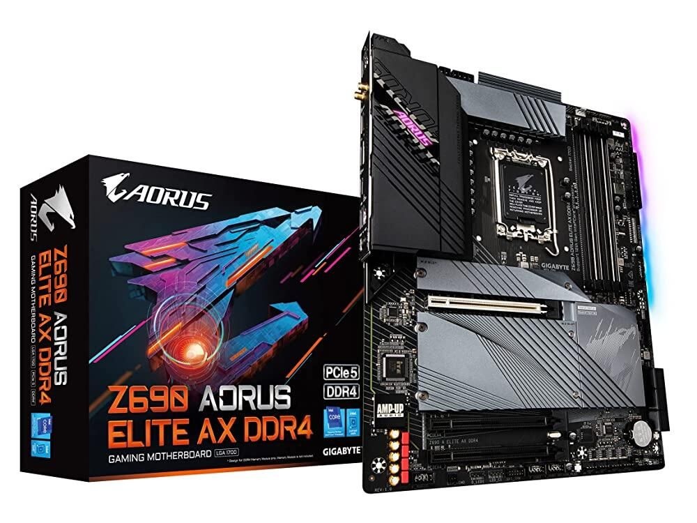 [해외] GIGABYTE Z790 AORUS Elite AX DDR4 ATX 마더보드, 인텔 Z790, 쿼드 M.2, PCIe 5.0, Wi-Fi 6E, 2.5GbE LAN 포함
