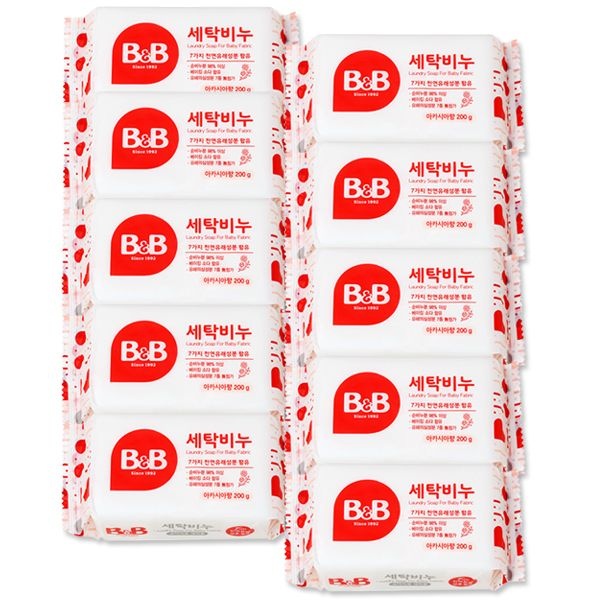 비앤비 세탁비누 아카시아 200g x10개 유아 아기 빨래