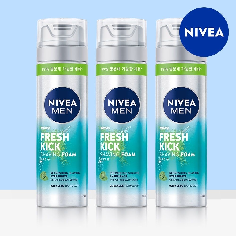 니베아 맨 프레시 킥 쉐이빙폼 200ml 3개