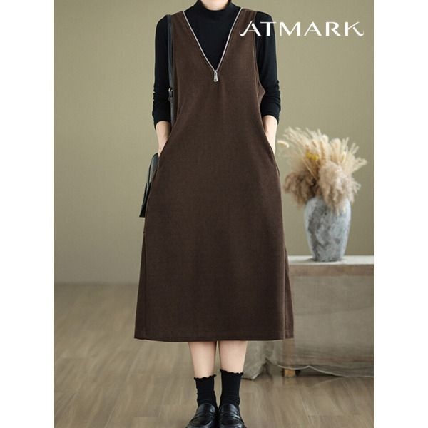 [앳마크(ATMARK)] [앳마크]ATMARK 집업넥루즈롱원피스_AA56OP020G