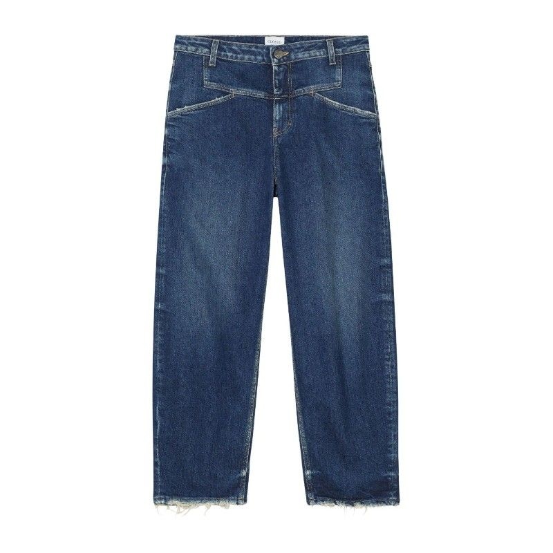 CLOSED 클로즈드 하이웨이스트 프레이드 헴 데님 진 C21147 0564WDBL