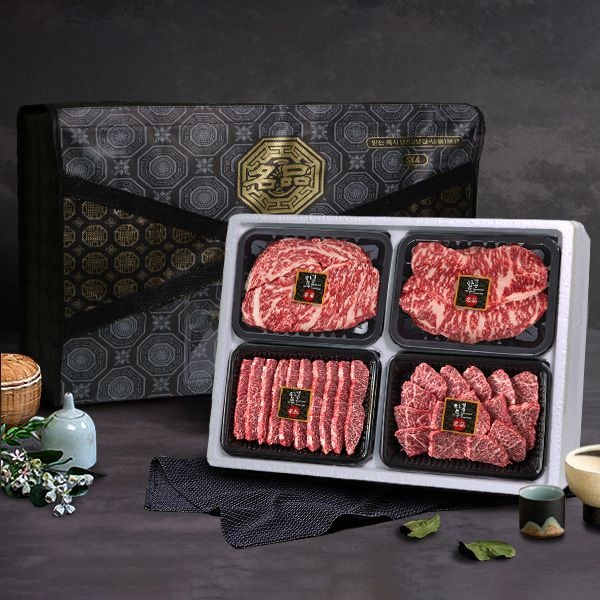 [온누리상품 상생페이백] [수라원] 숙성한우 등심300g+채끝300g+갈비살250g+살치살250g/2등급