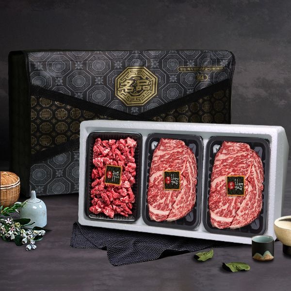 [온누리상품 상생페이백] [수라원] 숙성한우 등심300gx2팩+국거리300g/2등급