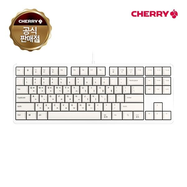 Cherry 유선 기계식 미니키보드, G80-3000S TKL, G80-3830LYAKR-0, 리니어 적축 화이트 USB
