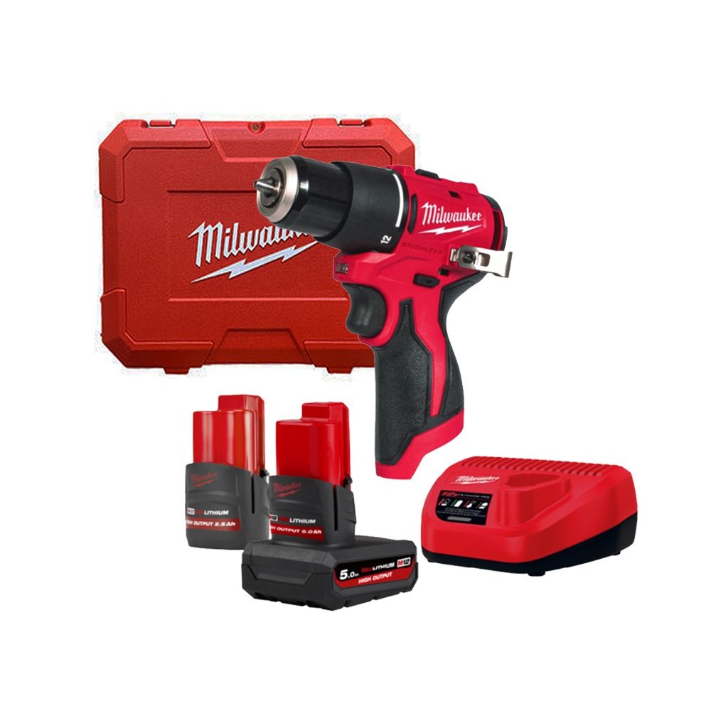밀워키 밀워키 M12 BLPDRC-5252C 해머드릴 12V 2.5A 5A 2개세트