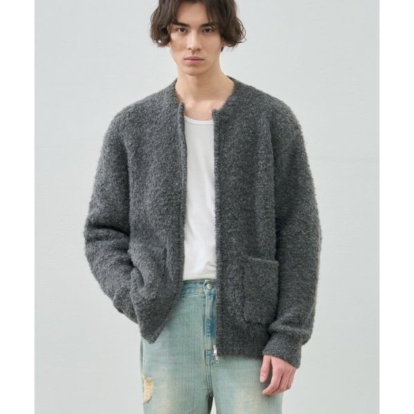 DRAW FIT <매장정품> 드로우핏 DRAWFIT DRAW FIT 루즈핏 울 부클 니트집업 가디건 [D.GREY] DFKN4103DGY 535194