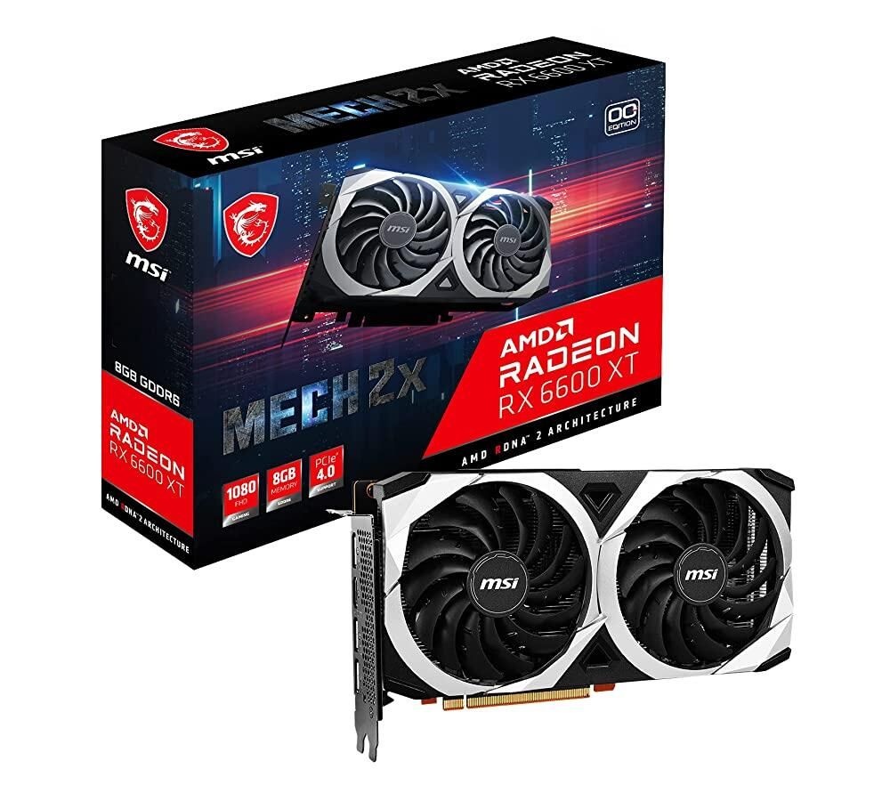 MSI [해외] MSI Radeon RX 6600 XT MECH 2X 8G OC 게이밍 그래픽 카드 - 8GB GDDR6, 2602MHz, PCI Express 4, 128비트, 3X DP v 1.4, HDMI 2.1 4K 및 8K 지원