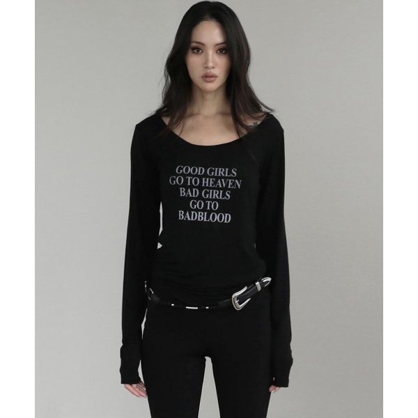 배드블러드 BADBLOOD 배드 걸스 루즈핏 탑 블랙 394768