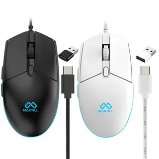 맥스틸 C타입 USB 무소음 유선 마우스 게이밍 사무용 저소음 게임용 게임 롤 서든 사무실 태블릿 PC 노트북 MCU20