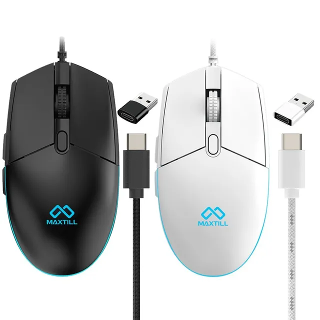 맥스틸 C타입 USB 무소음 유선 마우스 게이밍 사무용 저소음 게임용 게임 롤 서든 사무실 태블릿 PC 노트북 MCU20