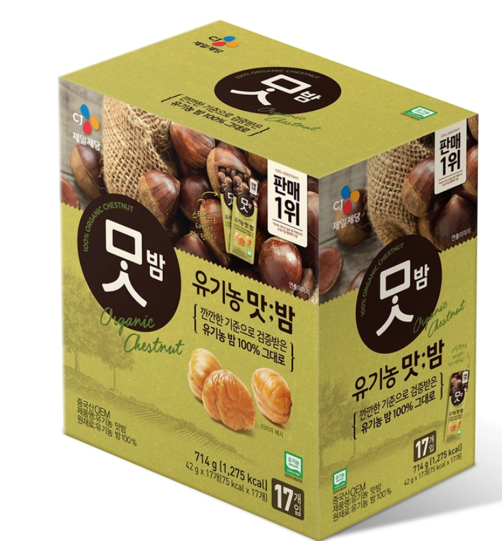 [온누리상품 상생페이백] CJ제일제당 CJ 유기농 맛밤 42g X 17개입