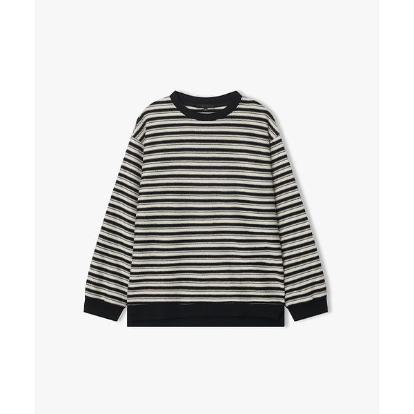 리버클래시 25FW LLF41608 크림 텍스쳐 스트라이프 티셔츠