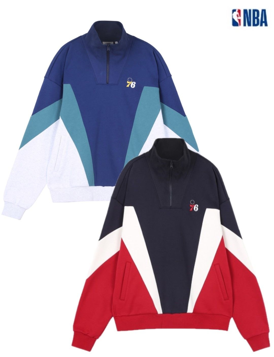 [롯데백화점] NBA PHI 76ers 컬러블록 반집업 맨투맨 N224TS116Z