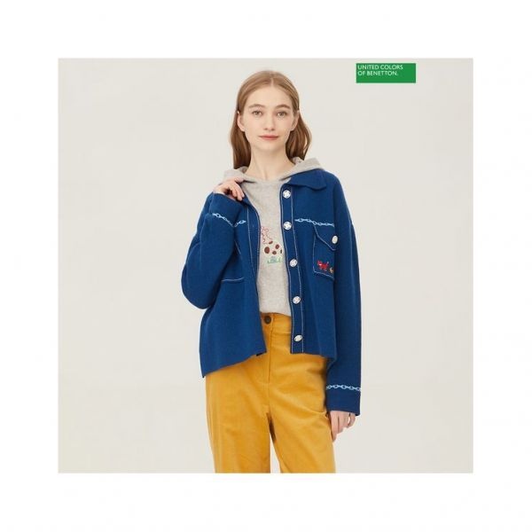 베네통 스티치 셔츠형 니트 가디건 BAKC71361_NY 708166