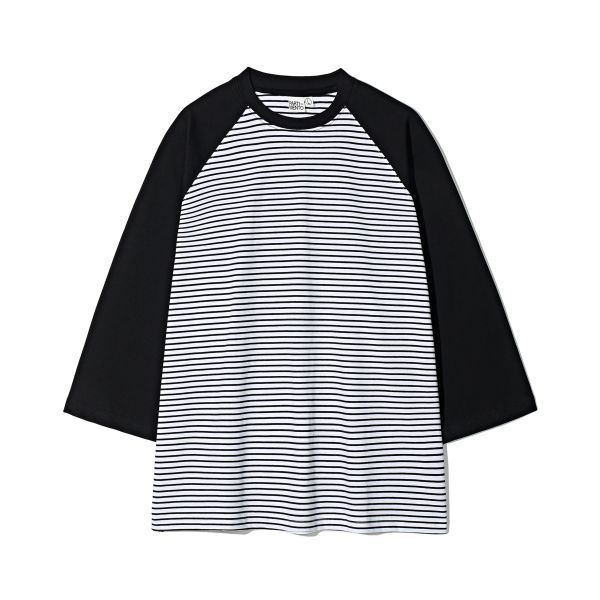 <매장정품> 파르티멘토 PARTIMENTO 스트라이프 레글런 7부 티 블랙 PY-25139 BK 504341