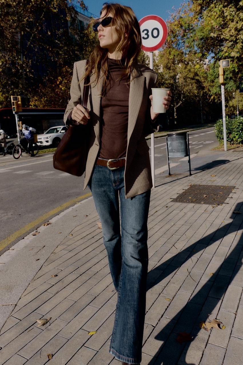 자라 ZARA 오버사이즈 더블 브레스트 블레이저 - 브라운 크림 9884682087 854124