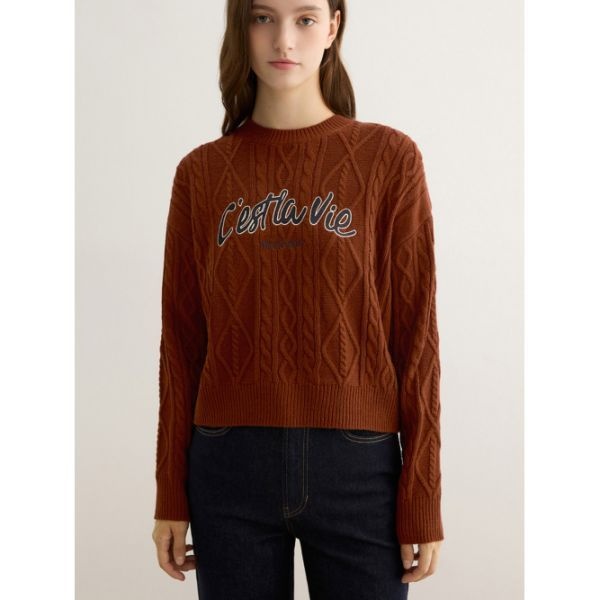 SISTINA <매장정품> SISTINA 시스티나 케이블 레터링 크롭 니트_ASKPOP41190 ASKPOP41190 857743
