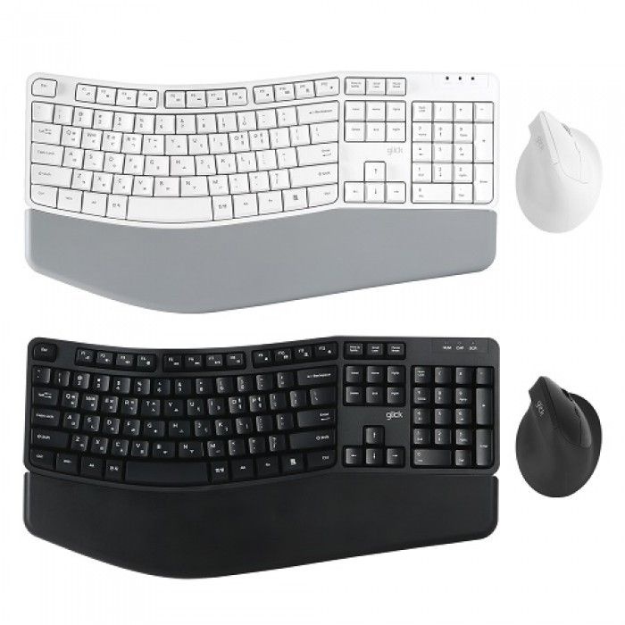 지클릭커 오피스프로 EMK100 PLUS 인체공학 무선 키보드 마우스 세트 블랙