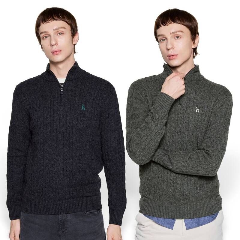 헤지스 헤지스 25FW3컬러 택1 울 케이블 하프 집업니트 HZSW5D326 854040