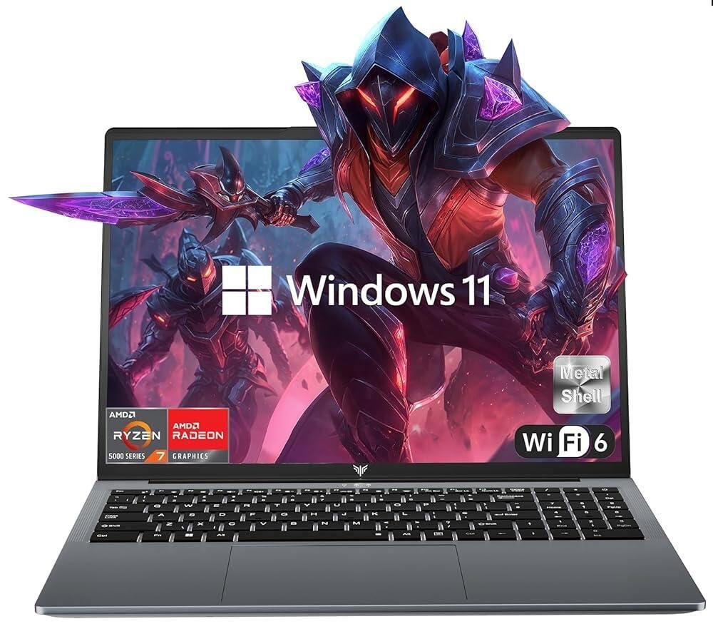 KAIGERR [해외] KAIGERR 2025 Gaming Laptop, 15.6inch Laptop Computer with AMD Ryzen 7 5700U8C/16T, Up to 4.3GHz, 16GB RAM 512GB NVMe SSD Windows 11 Radeon RX Vega 8 G