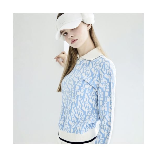 SUPERIOR SUPERIOR 여성 로고 패턴 스웨터 블루 (IW0DRD40343)