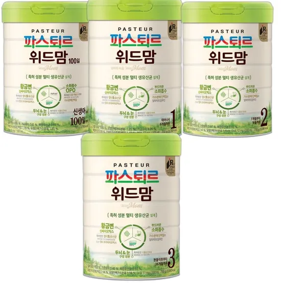 파스퇴르분유 위드맘 100일/1/2/3단계 750g(2캔)