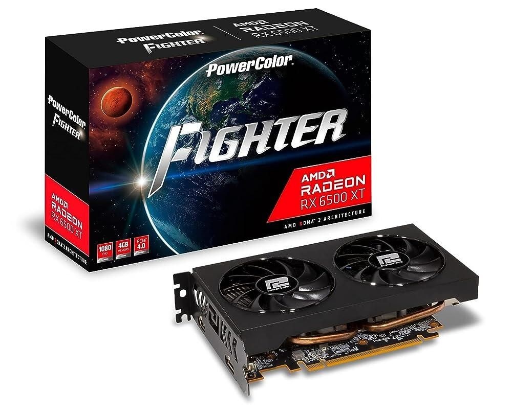 [해외] PowerColor Fighter AMD Radeon RX 6500 XT 게이밍 그래픽 카드, 4GB GDDR6 메모리 포함