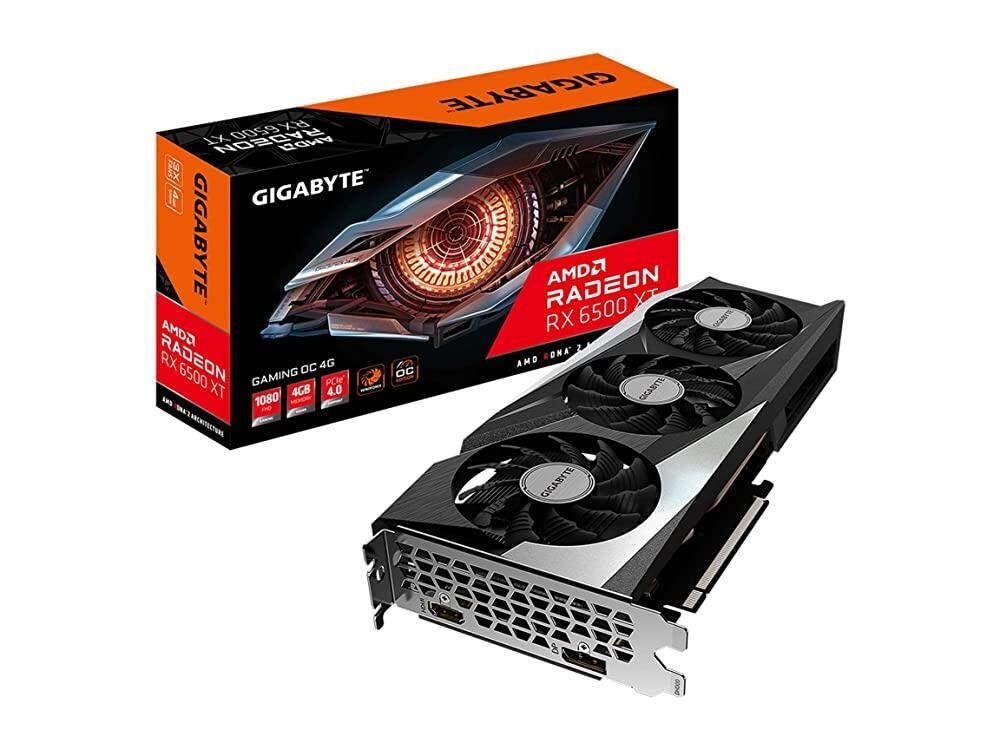 [해외] GIGABYTE 라데온 RX 6500 XT 게임용 OC 4G 그래픽 카드 WINDFORCE 3X 냉각 시스템 4GB 64비트 GDDR6 비디오 카드 (GV-R65XTGAMING OC-4G