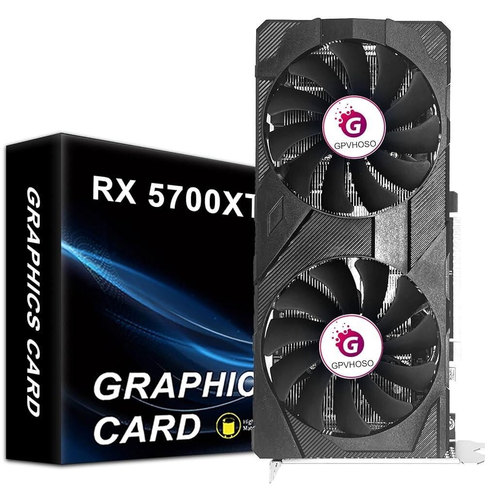 GPVHOSO [해외] GPVHOSO Radeon RX 5700 XT 8GB 그래픽 카드 GDDR6 2560SP 256bit 컴퓨터 그래픽 카드 GPU PCI-e 4.0 x16 HDMI/디스플레이 포트*3 인터