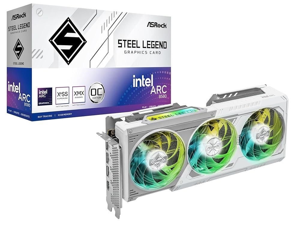 [해외] ASRock 인텔 아크 B580 스틸 레전드 12GB OC 그래픽 카드, 2800 MHz GPU 시계, 12GB GDDR6, 디스플레이 포트 2.1, HDMI 2.1a, 트리플