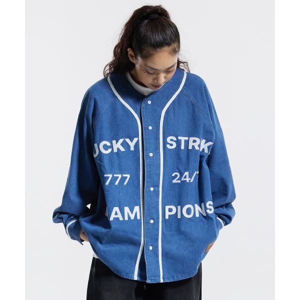 CREAM SODA LAB <매장정품> CREAM SODA LAB 크림소다랩 베이스볼 져지 럭키 스트라이크 챔피온 자켓 블루 CGZZ61F520BL 877665