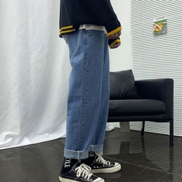 [모로엠] 남성 중청 허리 밴딩 데님 팬츠 DMS-JEA-Q41390...