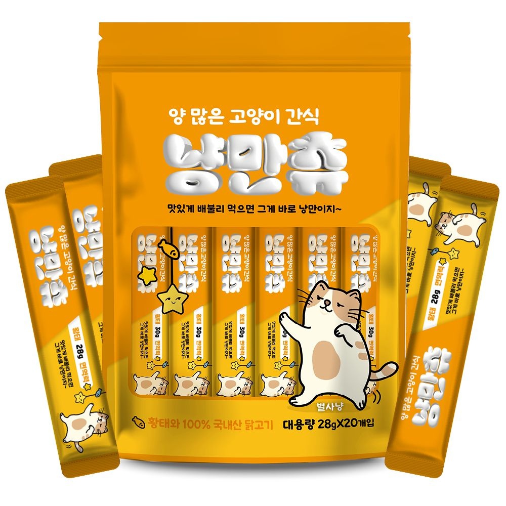 푸르미 냥만츄 짜먹는 대용량 고양이간식 고양이츄르 황태 28g, 20개입