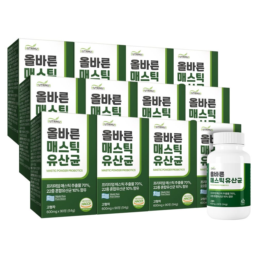 뉴트리너스 올바른 매스틱 유산균 (600mg x 90정)3개월분 12통
