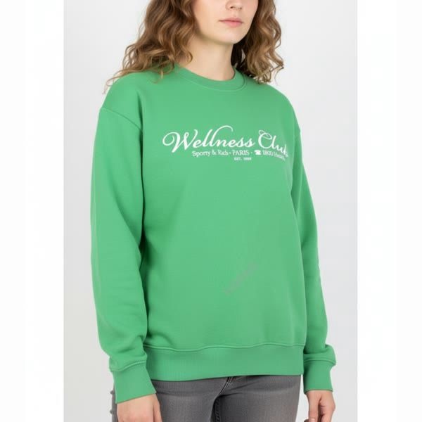 SPORTY&RICH 스포티앤리치 1800 Health Crewneck - Verde/White (WS067S405HV) (1800 헬스 크루넥)