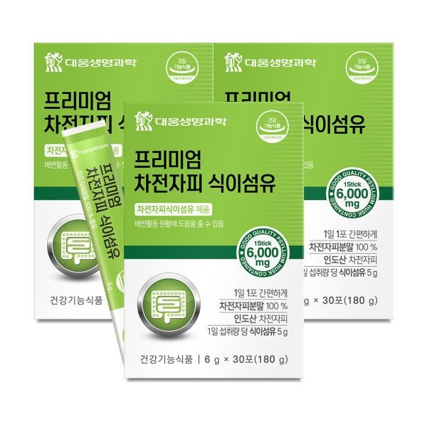 대웅생명과학 대웅 프리미엄 차전자피 식이섬유 30포 X 3개 가벼운 장 식이섬유 과립형 분말 스틱