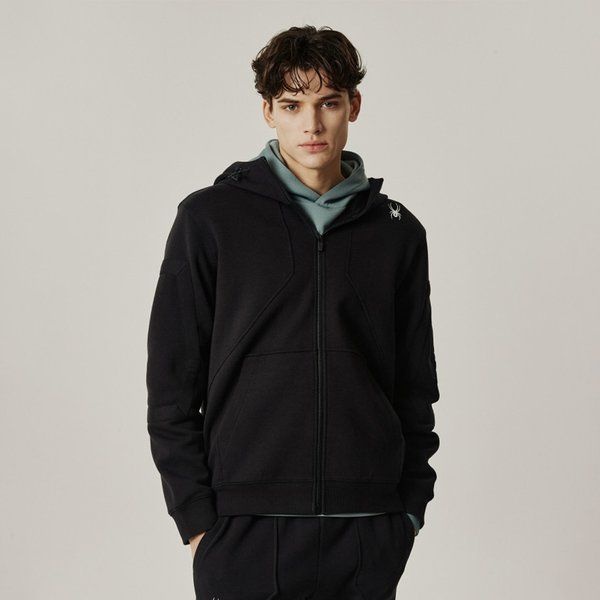 <매장정품> SPYDER 스파이더 남성 로고 셋업 후드 집업 SPJPCNFT303MBLK 883615