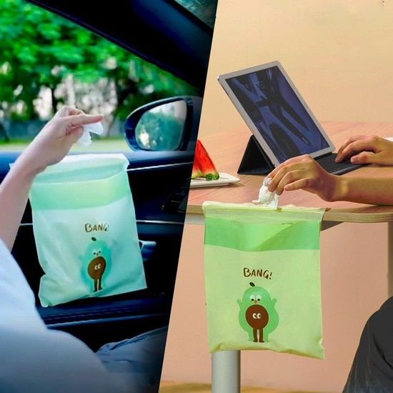 모토윈 차량용 붙이는 쓰레기 봉투 뽑아쓰는쓰레기통 차량용쓰레기봉투걸이 차량용봉투걸이