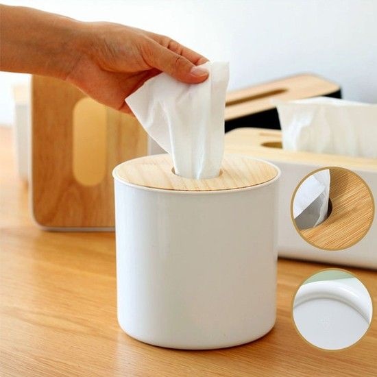 원목 우드 각티슈 휴지 케이스 원형 DD-10864 각티슈케이스 박스휴지 휴지보관함커버 선물용휴지