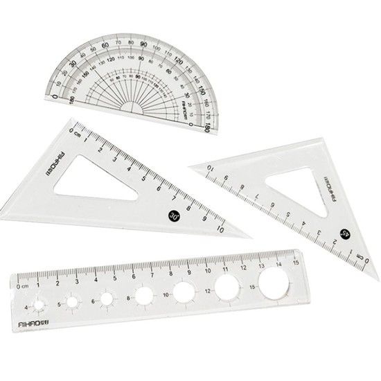 모양자 삼각자 각도기 제도자 4종 세트 DD-10769 모양자 그림자 문구자 도형자 빵빵자